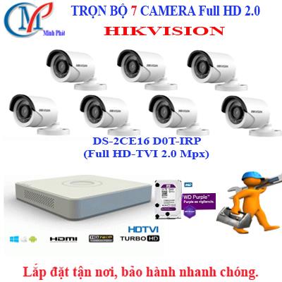 Trọn bộ 7 camera FULL HD HIKVISION 2.0 (IR)